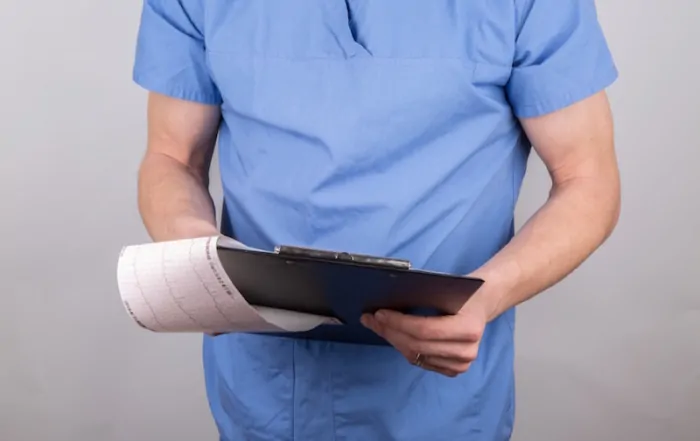doctor considering addiction medication