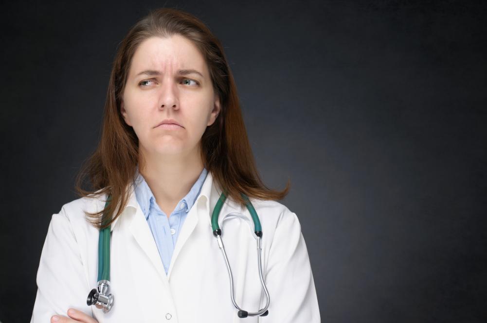 image of a skeptical-looking doctor